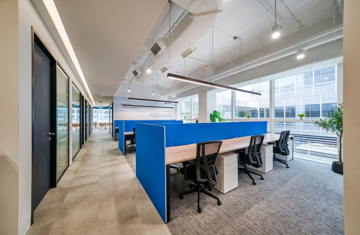 Premium commercial office environment illustrating contemporary interior design consultancy firm and creative workspace planning.